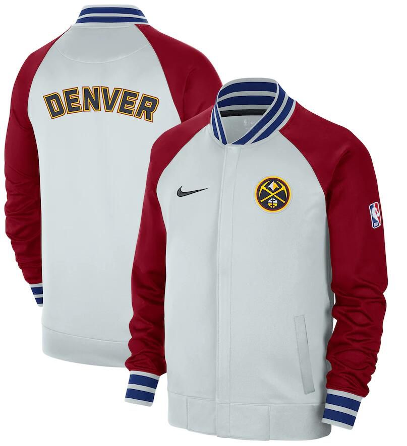 Men Denver Nuggets White Nike City Edition Full Zip Jacket 2023 NBA Jersey->dallas mavericks->NBA Jersey